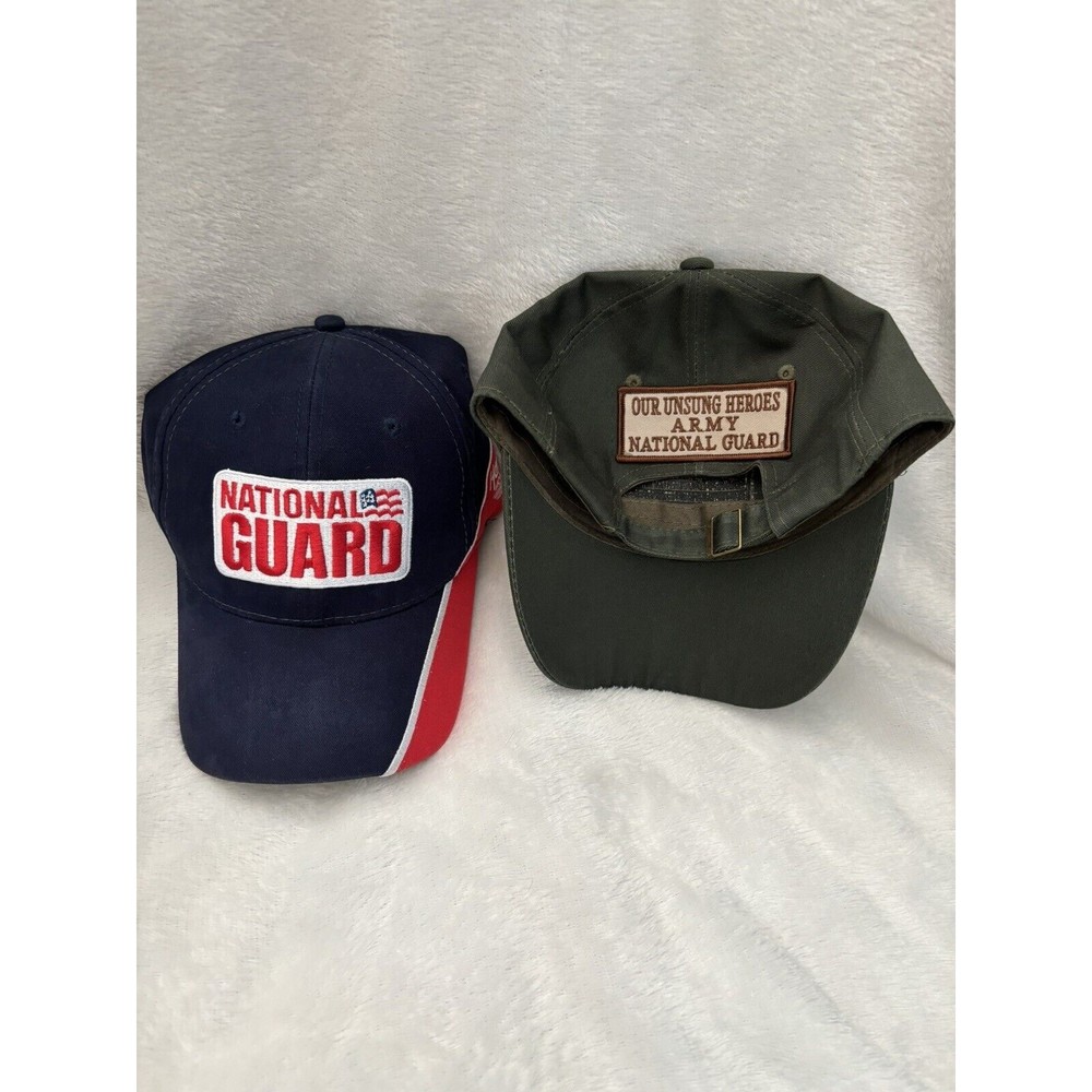 USA Army National Guard HAT US Military 2 Cap Lot Green Flag Patch Earnhardt Jr